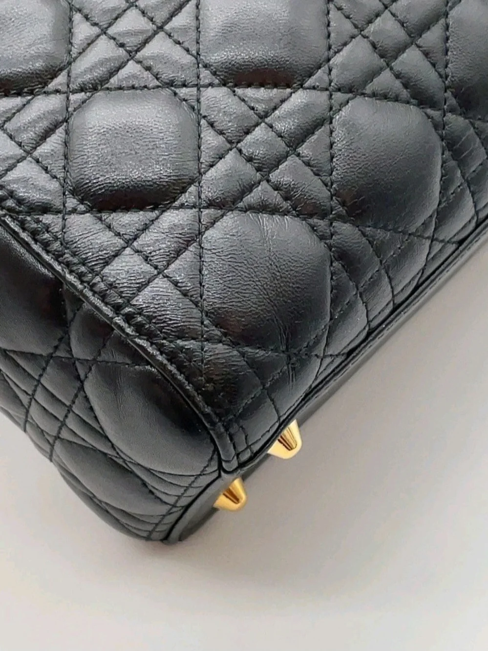 Dior Black Quilted Leather Lady Dior Top-Handle Bag